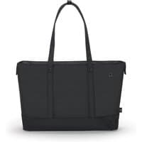 Black Dicota laptop shopper bag with long handles, sleek design, and eco-friendly material for 13-14.1" laptops.