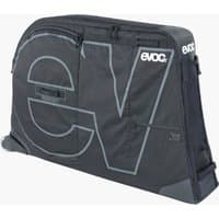 Black Evoc Bike Bag with large gray "ev" logo, side handles, and reinforced corners.