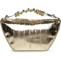 Gold Steve Madden Bbrio shoulder bag with textured metallic finish and twisted handle.