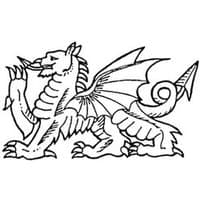 Black ink Art Stamps "Dragon" rubber stamp featuring a detailed, winged dragon with scales and a curled tail.