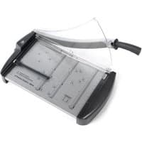 Avery Precision Cutter A3 with black handle, clear safety guard, and metal cutting surface with measurement grid.