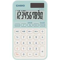 Light green Casio SL-310YC pocket calculator with large display and white buttons.