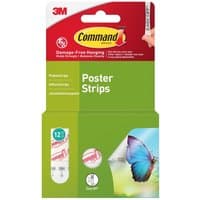 "Green and red Command Poster Strips pack with butterfly image, includes 12 adhesive strips for damage-free hanging"