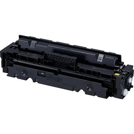Remanufactured yellow toner cartridge for Canon, model 046H, featuring a sleek black plastic body with detailed labeling and a capacity of 5,000 pages.