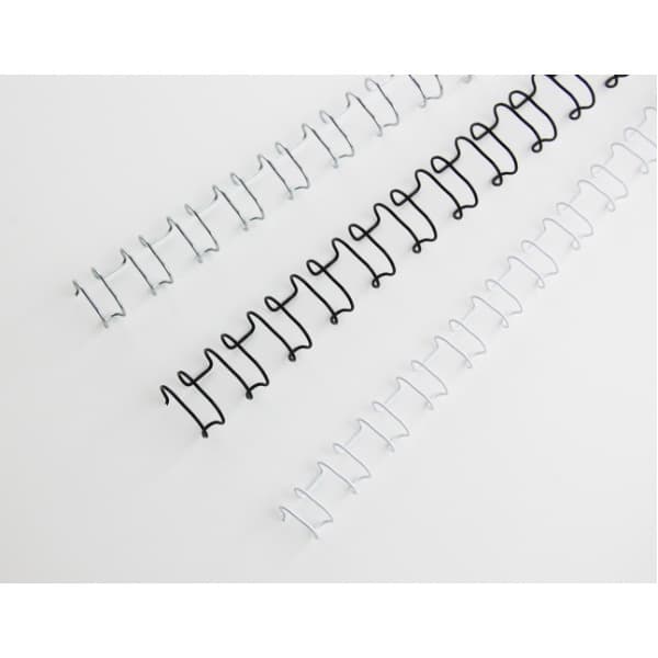 Black and silver GBC Binding Wires in 14mm size, featuring a spiral design with evenly spaced loops, ideal for binding documents securely.