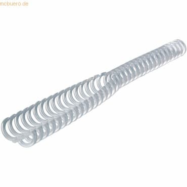 White plastic binding spine for A4 documents, 8mm thick, featuring a spiral design, sold in a pack of 50, ideal for creating professional presentations and reports.
