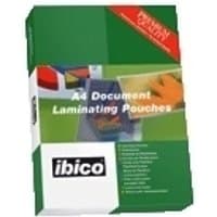 GBC Lamination Pouch A4 Adhesive 125 Micron, green and white box with ibico logo and document images.