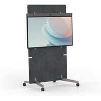 Neat NEATBOARD50-ADAPTIVESTAND mount, black panel, wheeled base, supports interactive whiteboard, sleek design.