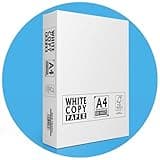 Roe Tenpo A4 printer paper pack, 500 sheets, smooth white finish, labeled for inkjet and laser printers, blue circle background