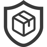 Black and white shield icon with a box symbol in the center, representing "Shipping Protection" by xcotton.