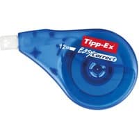 Blue TIPP-EX Easy-Correct correction tape dispenser, 12m length, with white tape and red logo on the casing.