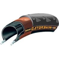 Black Continental GatorSkin DuraSkin 700c hybrid tyre with textured tread and orange sidewall detailing.