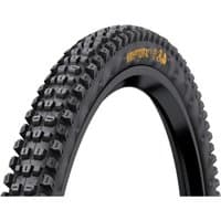 Black Continental Kryptotal Enduro SuperSoft front tyre with aggressive tread pattern and yellow logo.
