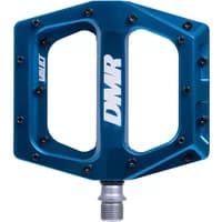 DMR Vault Pedal Super Blue, large platform, anodized blue finish, white logo, multiple grip pins, durable axle.