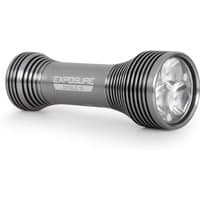 Gray Exposure Diablo Mk15 bike light with ribbed design, clear lens, and logo on side.