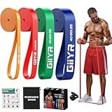 Giiyr resistance bands set, 4 colored levels, with door anchor, includes orange, red, green, and blue bands.