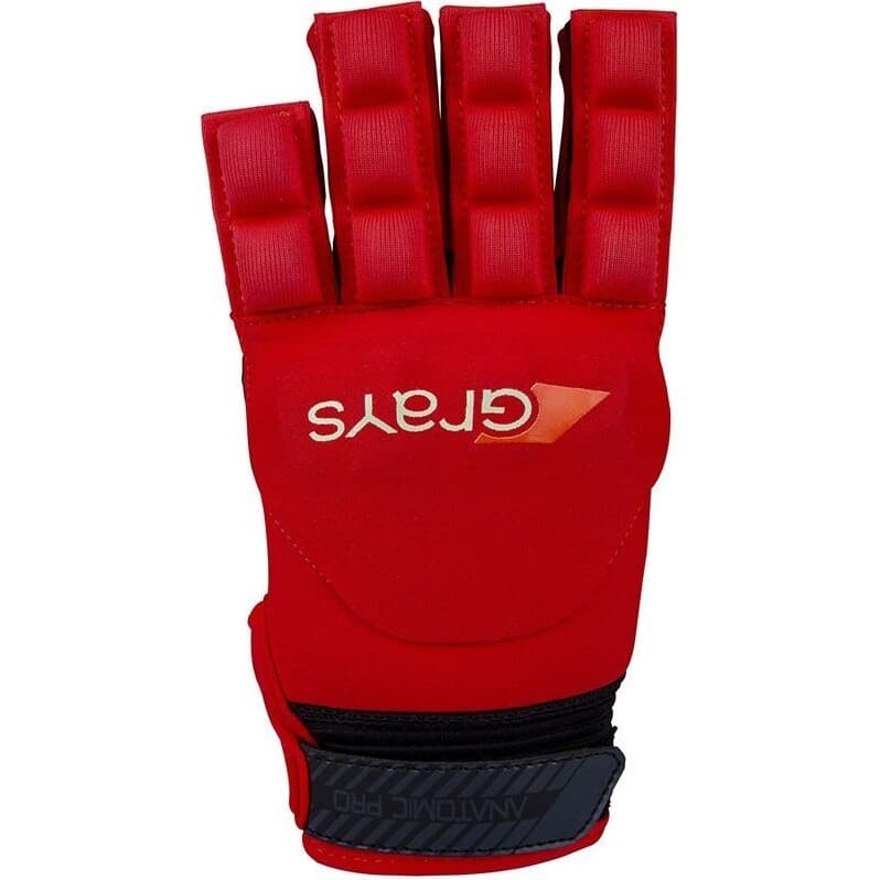 White hockey glove featuring a sleek design, padded fingers for protection, and a secure wrist strap, branded with the Grays logo.