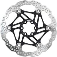 Black Hope Floating Rotor, 203mm, 6-bolt fitment with silver outer edge and intricate cutout design.