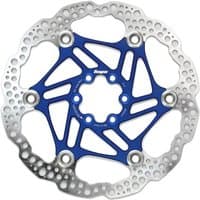 Blue and silver Hope Floating Rotor, 160mm, 6 bolt fitment, with intricate cutouts and perforated outer edge.