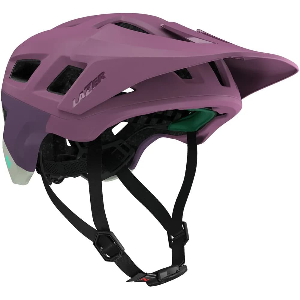 Matte Bordeaux Lazer Coyote KinetiCore helmet in small size features a sleek design, ventilation openings, adjustable straps, and a visor for enhanced protection and comfort.