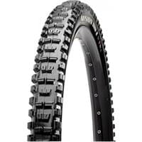 Black Maxxis Minion DHR II 27.5" MTB tyre with aggressive tread pattern and EXO sidewall protection.