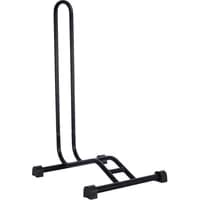 Black Oxford Deluxe Bicycle Display Stand with a tall looped frame and sturdy base.