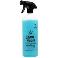 Blue Peaty's LoamFoam Cleaner in 1-litre spray bottle with black nozzle and crown logo.