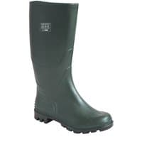 Green Portwest PVC Wellington boots with textured sole and reinforced toe, UK size 10.5.