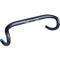Black Pro Vibe Alloy Handlebar, 40cm compact, with ergonomic drop design and blue end cap.