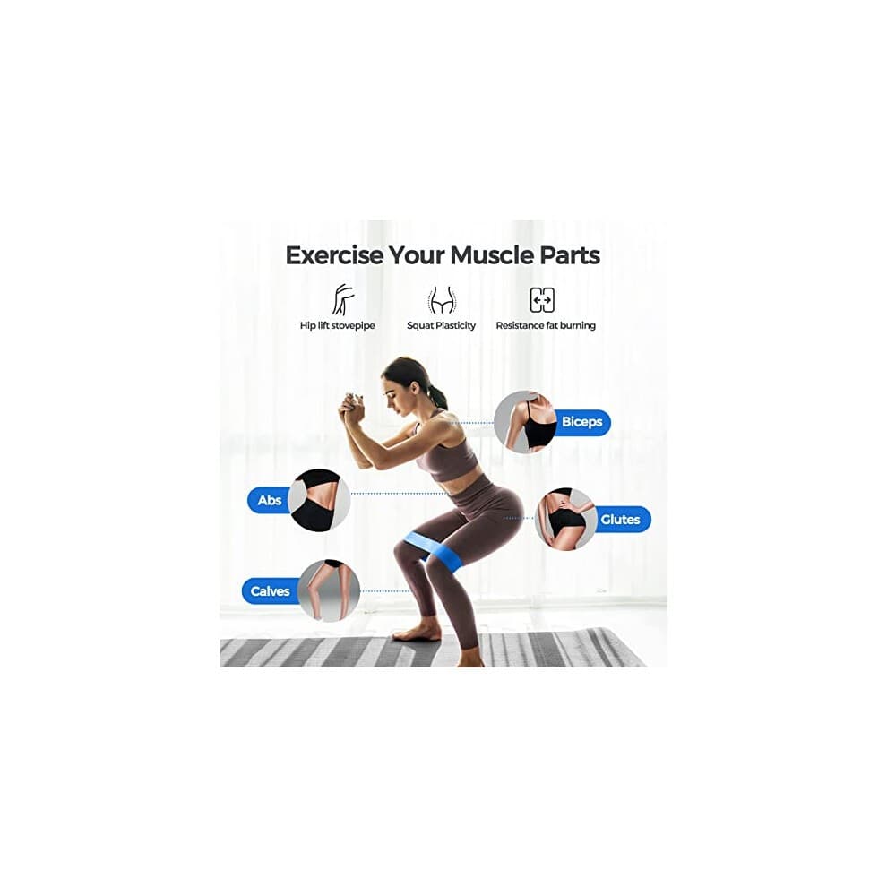Resistance Bands, 5 Pcs Natural Latex Exercise Bands, Workout Bands with 5 Resistance Levels for Fitness Workouts Pilates Stretching Training Home Gym - Carry Bag Included - image 2