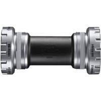 Shimano BB-RS501 Bottom Bracket Cups, silver with black center tube, threaded design, engraved model details.