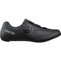 Black Shimano RC5 road cycling shoe with BOA dial closure and textured surface design.