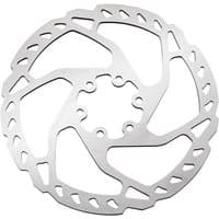 Shimano SM-RT66 ZEE/SLX Rotor, silver disc brake rotor with six bolt holes and cut-out design.