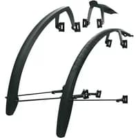 Black SKS Speedrocker mudguard set with adjustable mounts and sleek curved design for bicycles.