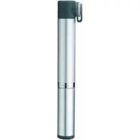 Silver Topeak Micro Rocket AL Mini Pump with black accents and compact cylindrical design.