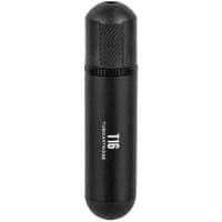 Black Topeak Tubi Cartridge T16 with cylindrical shape and textured grip, featuring white logo and model name.