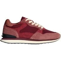 Women's trainers by Hoff, maroon and pink suede with white laces, brown heel detail, and cushioned sole.