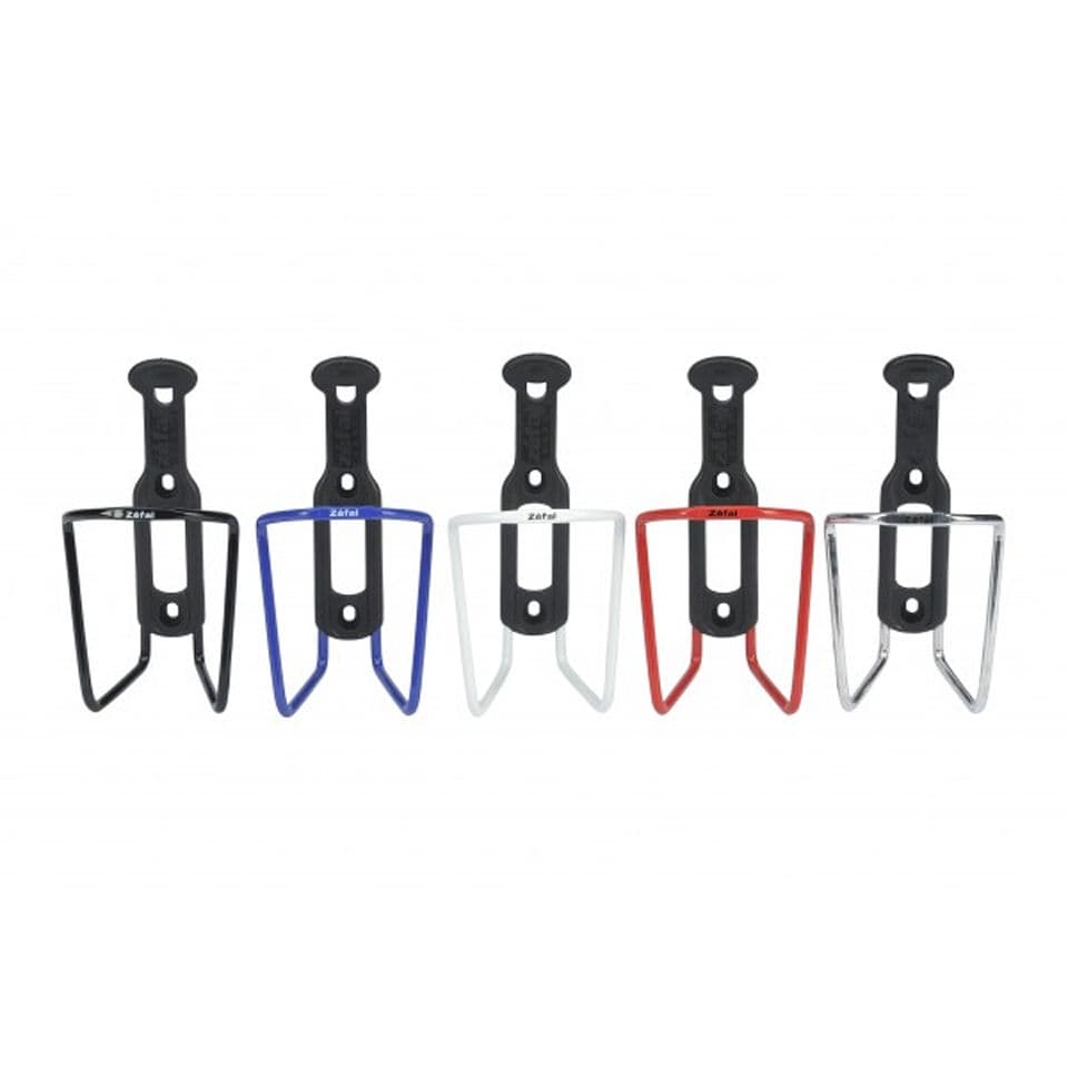 Blue Zefal Aluplast 124 bottle cage made of lightweight plastic, featuring a sleek design with a black base and a secure grip for holding water bottles.