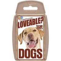 Top Trumps card pack with a Labrador on the cover, titled "Dogs" in bold red letters.