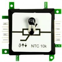 Square black and white ALLNET 114162 resistor with green circuit connectors and NTC 10k marking.
