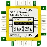 Multicolour Allnet I²C sensor adapter with yellow label, green edges, and multiple pins for connectivity.