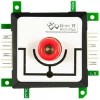 Square multicolour Allnet 130138 module with central red button and green circuit connectors on edges.
