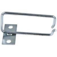 Metallic ALLNET cable clamp with rectangular loop and dual-hole mounting plate.