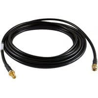 Black coaxial cable LMR-195, 2m length, with gold SMA male and female connectors, coiled neatly.