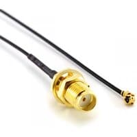 Black coaxial cable 0.3m with gold SMA female connector and U.FL connector by Allnet.