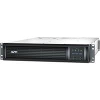Black APC SMT3000RM2UC UPS with LCD display, rack-mountable design, and vented front panel.