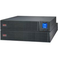 Black APC UPS with dual stacked units, digital display, and vented front panel.