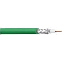 Green Belden 1855ENH coaxial cable, RG-59, 1000m, with copper core and braided shielding.