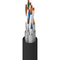 Black Belden 74005PU Cat7 S/FTP networking cable, 305 m, with exposed twisted pairs and foil shielding.
