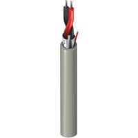 Belden 9501.00U305 networking cable, chrome, 305 m, gray outer sheath, twisted red and black wires inside.